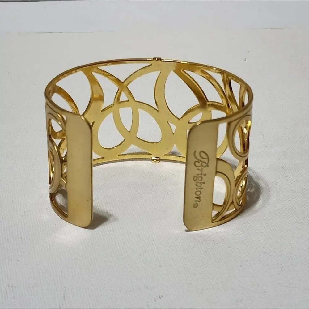 𝅺Brighton Christo Vienna Wide Cuff Bracelet gold and teal leather‎ insert